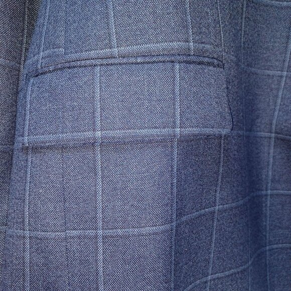 Ralph Lauren Blue Windowpane Wool Blend 2 Button Blazer Men 54R Heritage Classic - Picture 2 of 9